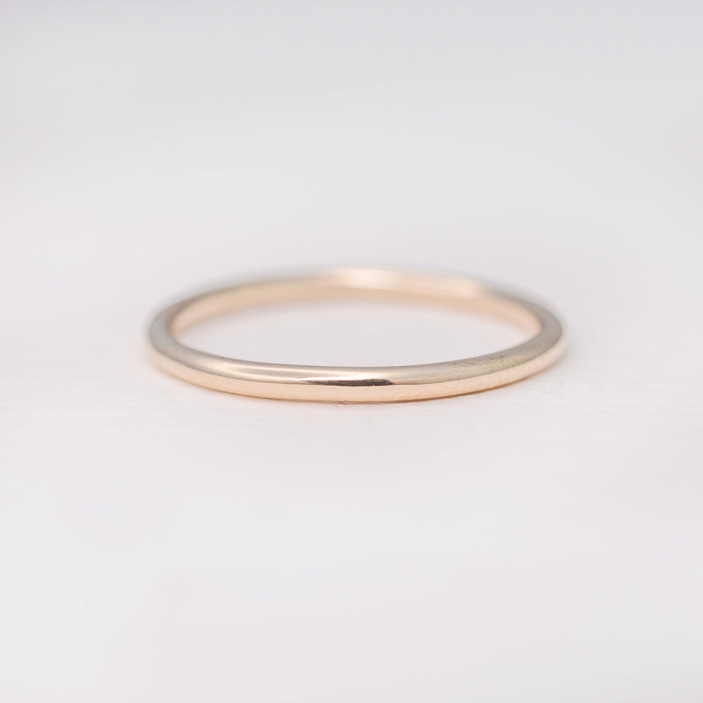Minimalist handmade 14k solid gold smooth stacking ring